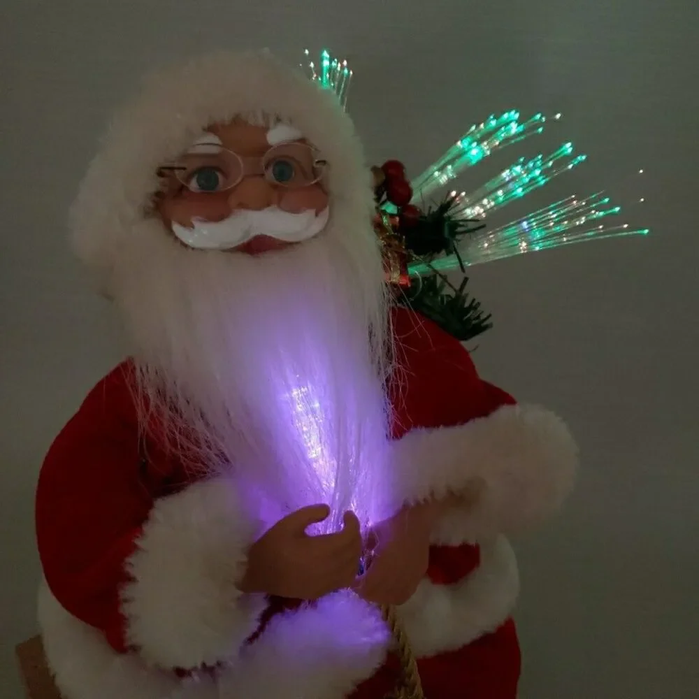 Fiber Optic Santa Claus Shelf Mantle Sitter Red Suit St Nick Battery Operated